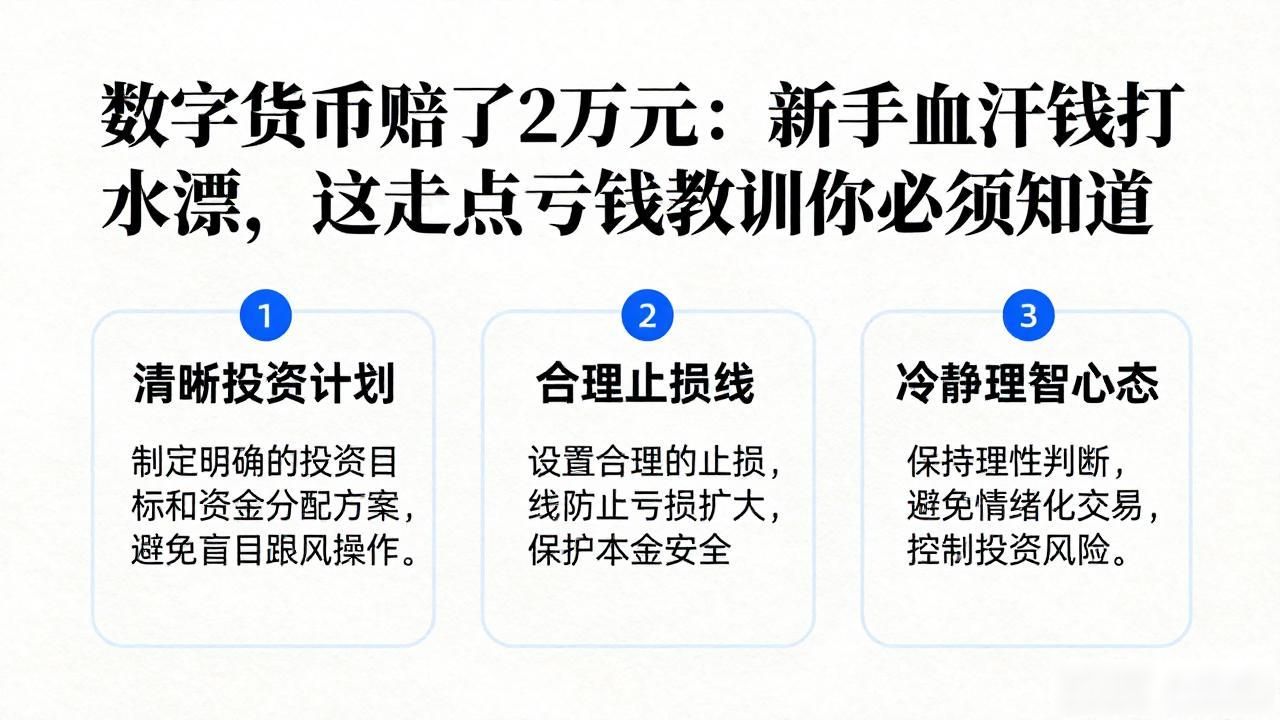 数字货币赔了2万元：新手血汗钱打水漂，这几点亏钱教训你必须知道